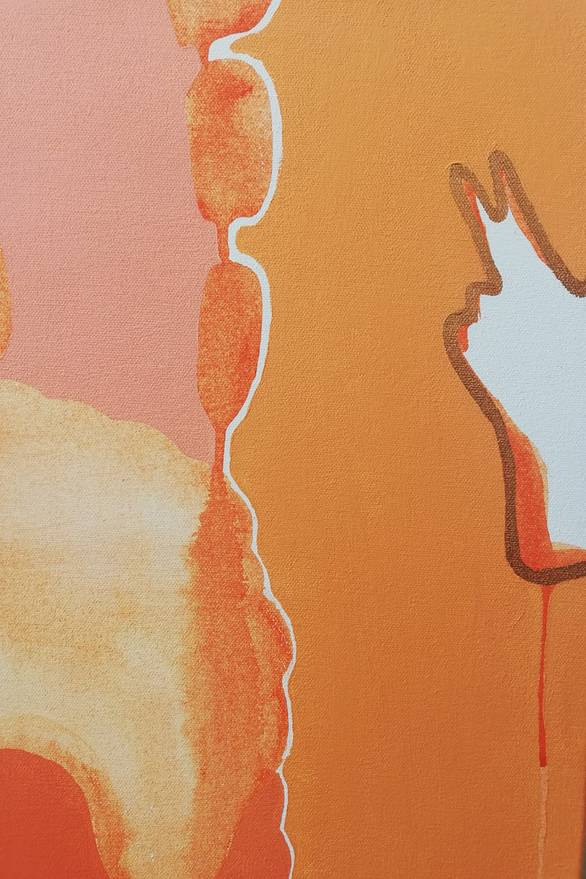 Tangerine Daydream (close-up) by Laoise Ní Ghríofa, 90x90cm, acrylic on canvas.