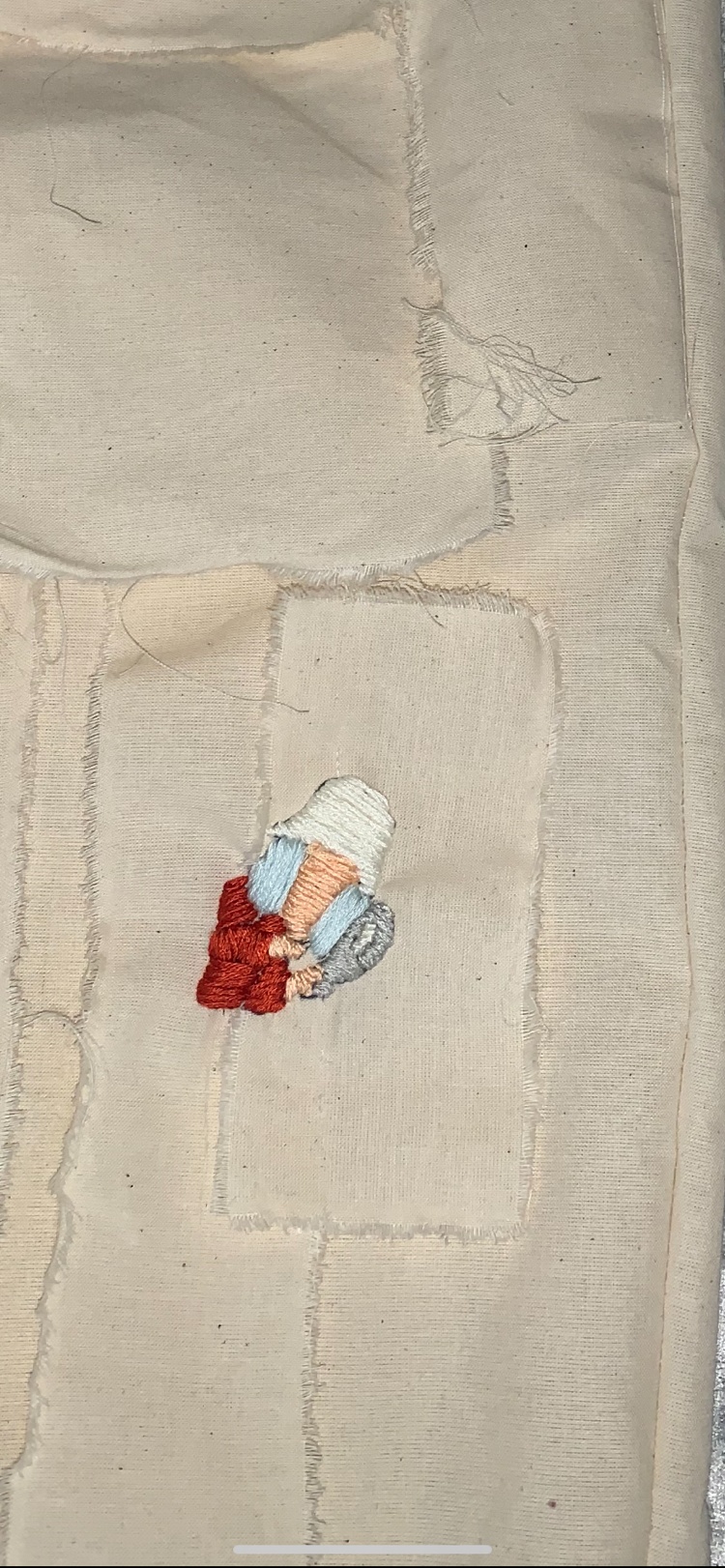 By Clara Weinmann. This image is an embroidery piece of my bit emoji from snapchat. Throughout my final collection I will be embroidering my emotions to show the different feelings I went through.