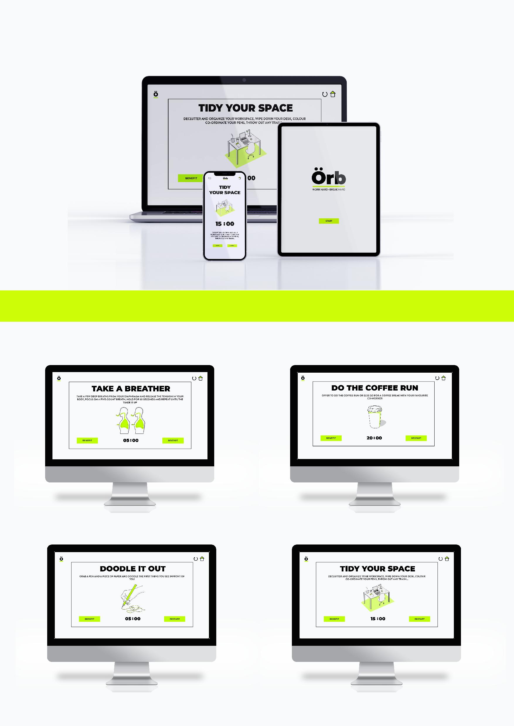 Website/App Pictures and Video by Ciara Broujos, 2D: 297 x 420, pictures of websites and apps; 3D: Adobe XD animated video of app usage.