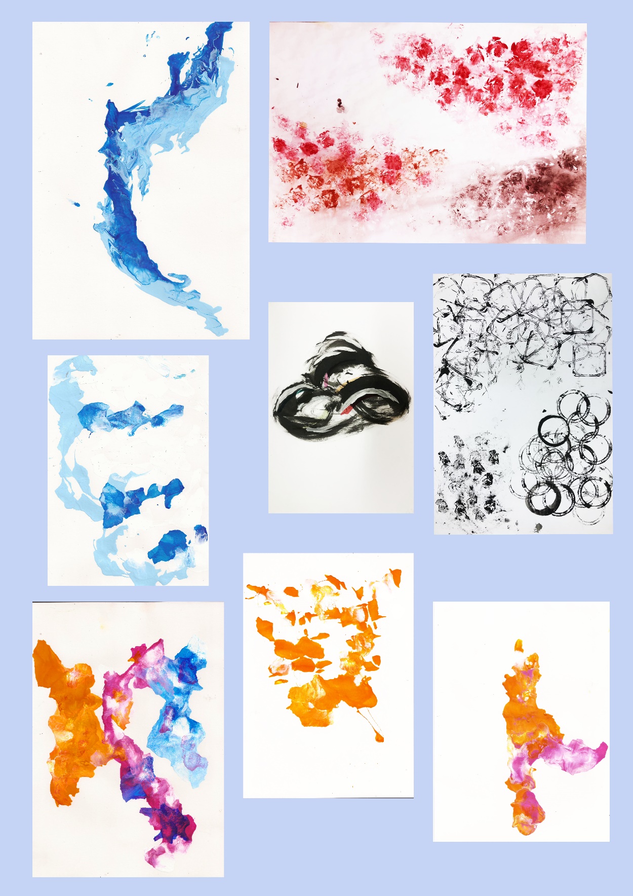 Print and Textiles Development by Niamh Carty. This is a collection of my print and textiles development and experimentation. I created these through mark making, painting and collage. This work was then translated into 3D work through print and embroidery.