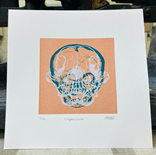 'Compressions' by Holly Ellis 2D: Dimensions/Ratio of piece – 15cm x 15cm print size, 32cm x 32cm framed. Limited Edition of 20 Screen Prints.